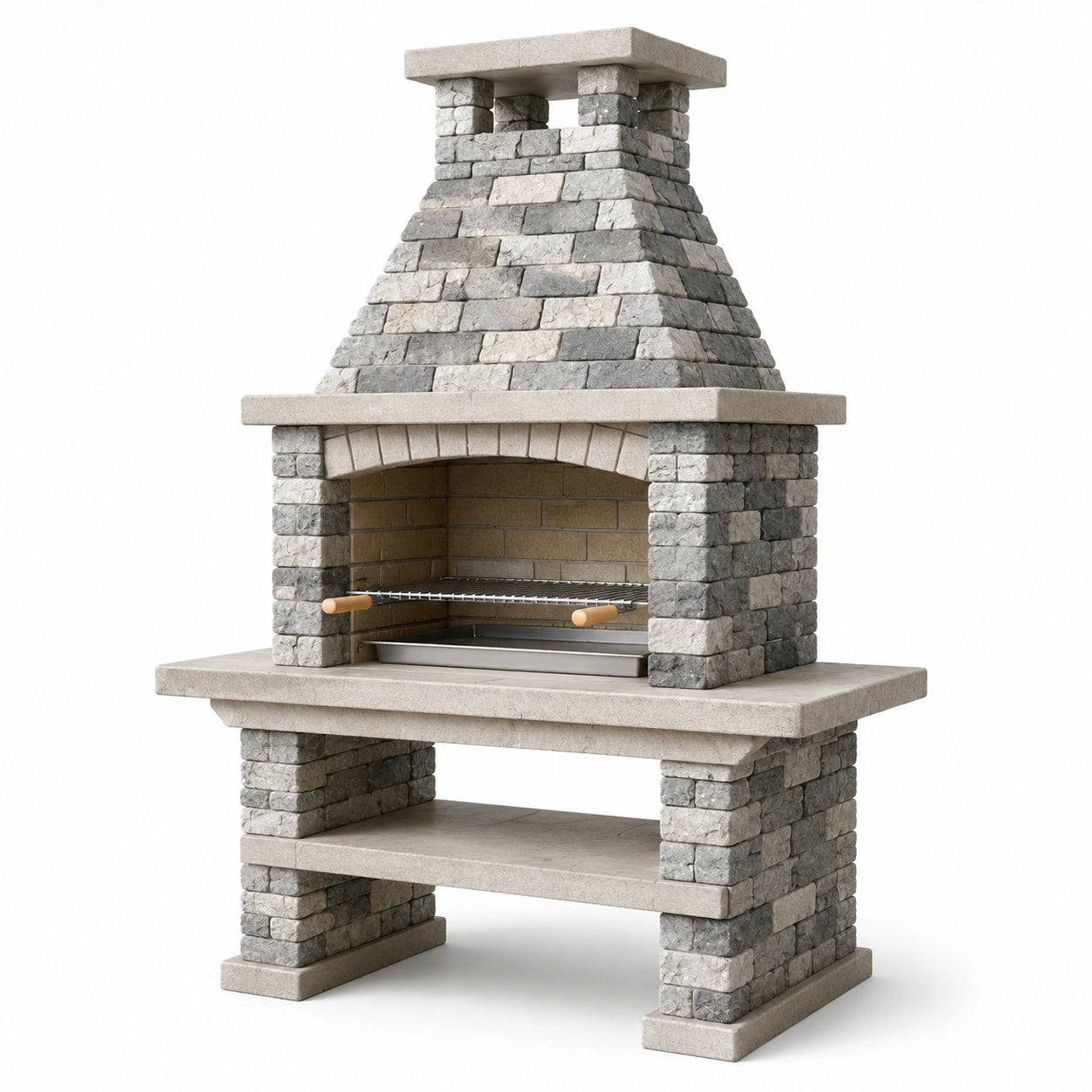 Natursteingartenkamin Grau 210 cm