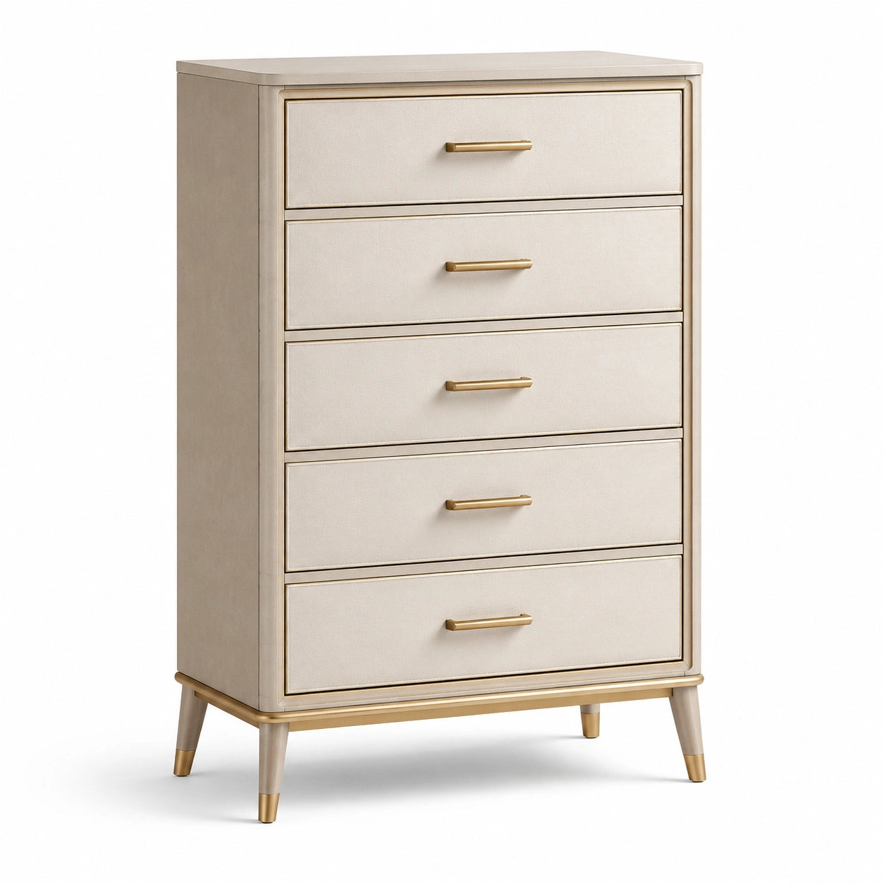 Kommode mit 5 Schubladen Holzfurnier Beige
