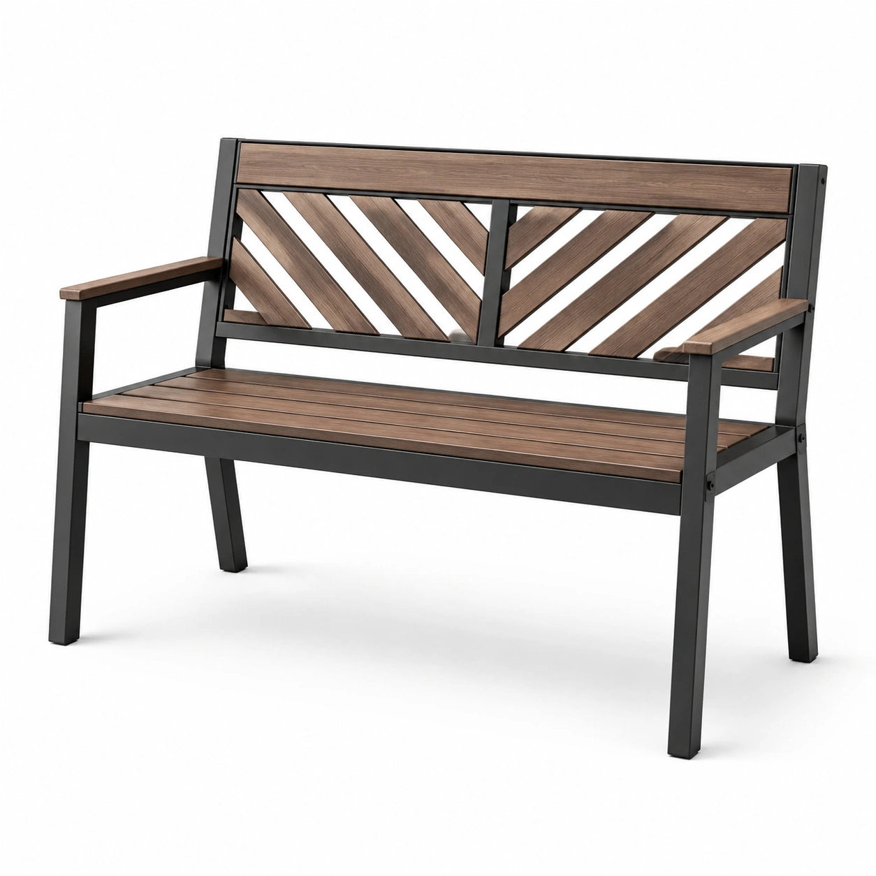 Gartenbank Metallrahmen Akazienholz Braun/Schwarz