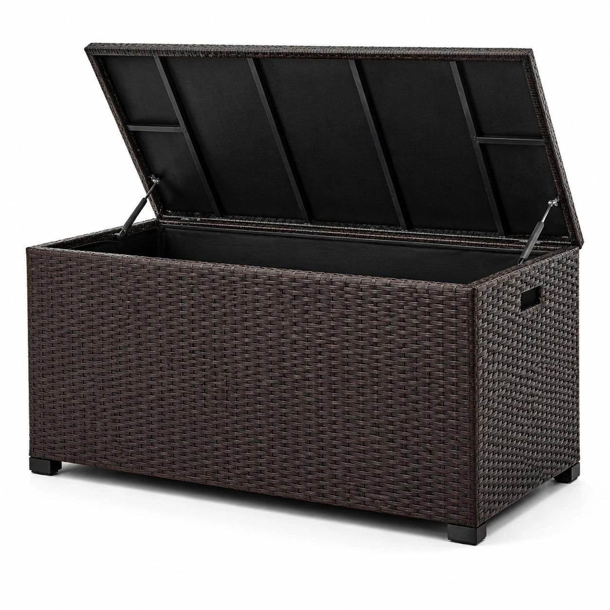 Aufbewahrungsbox Polyrattan 150x50x60 cm Aluminiumrahmen Braun