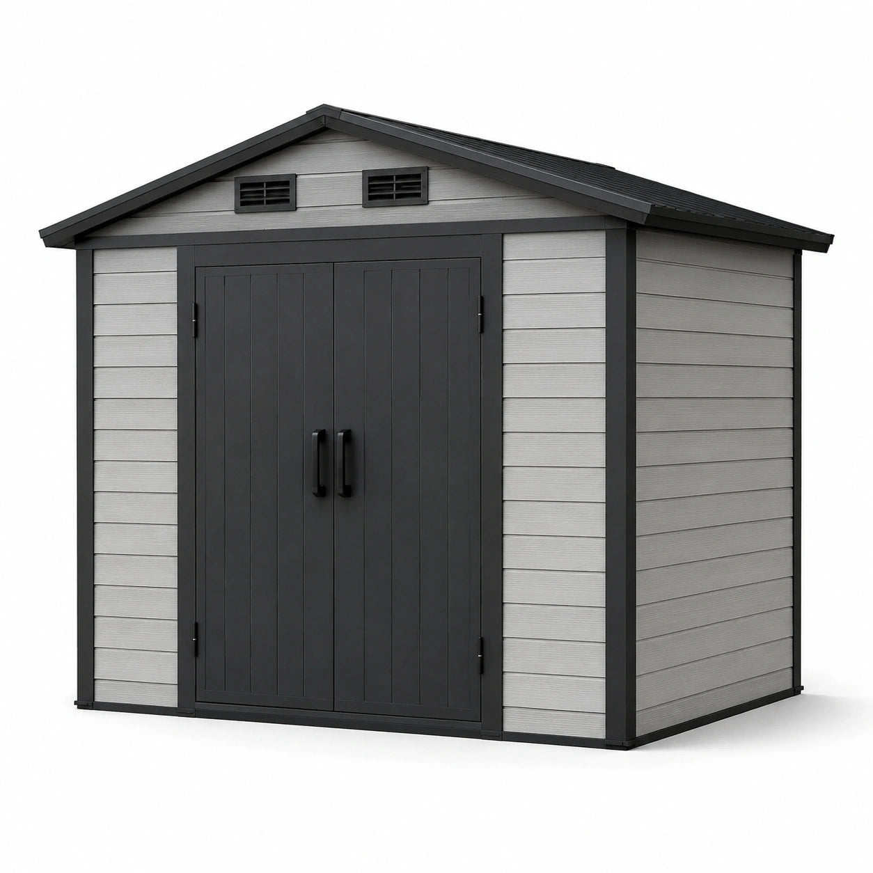 Kunststoff Gartenhaus mit Stahlrahmen 210x180x210 cm Grau/Anthrazit