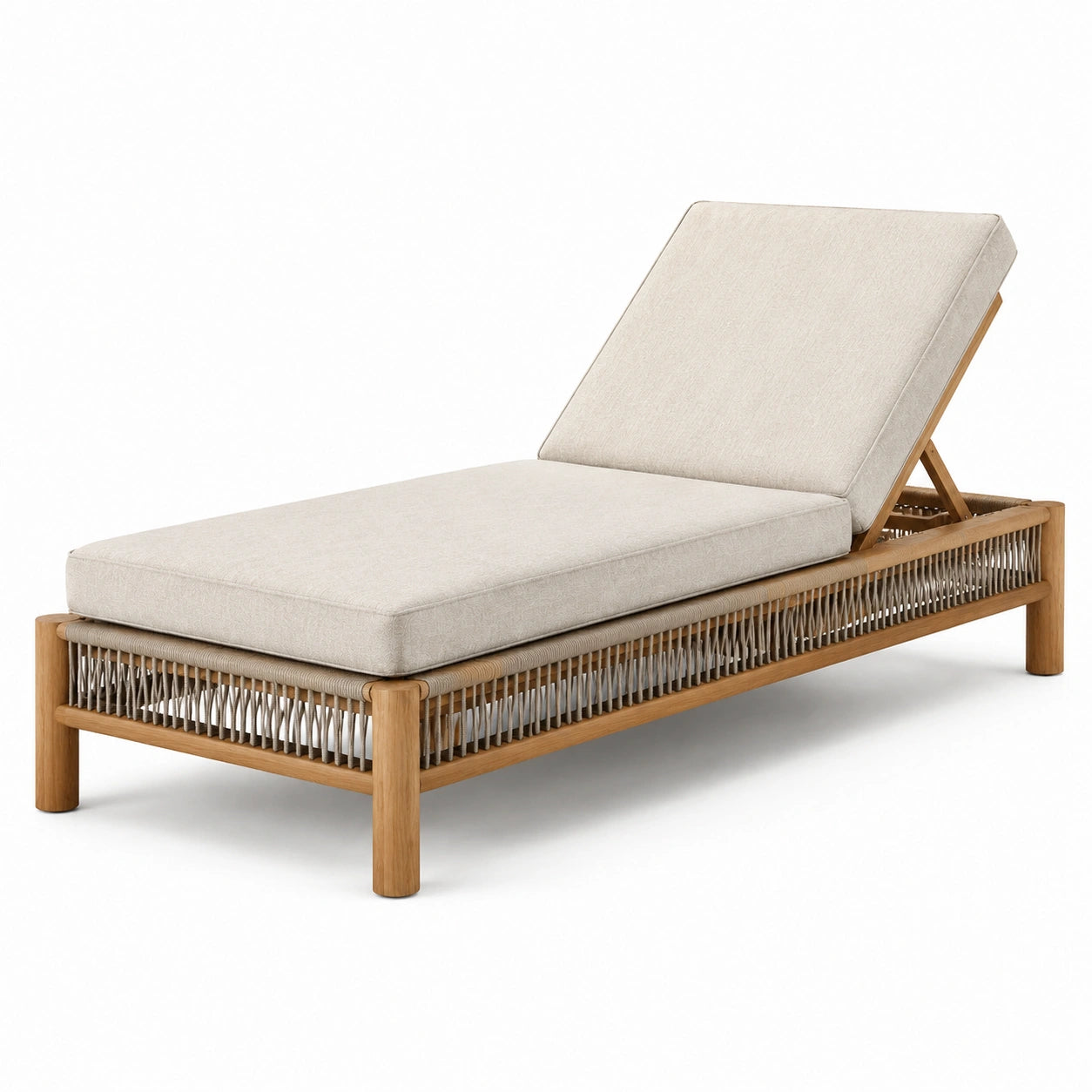 Gartenliege Teakholz Polyester Beige