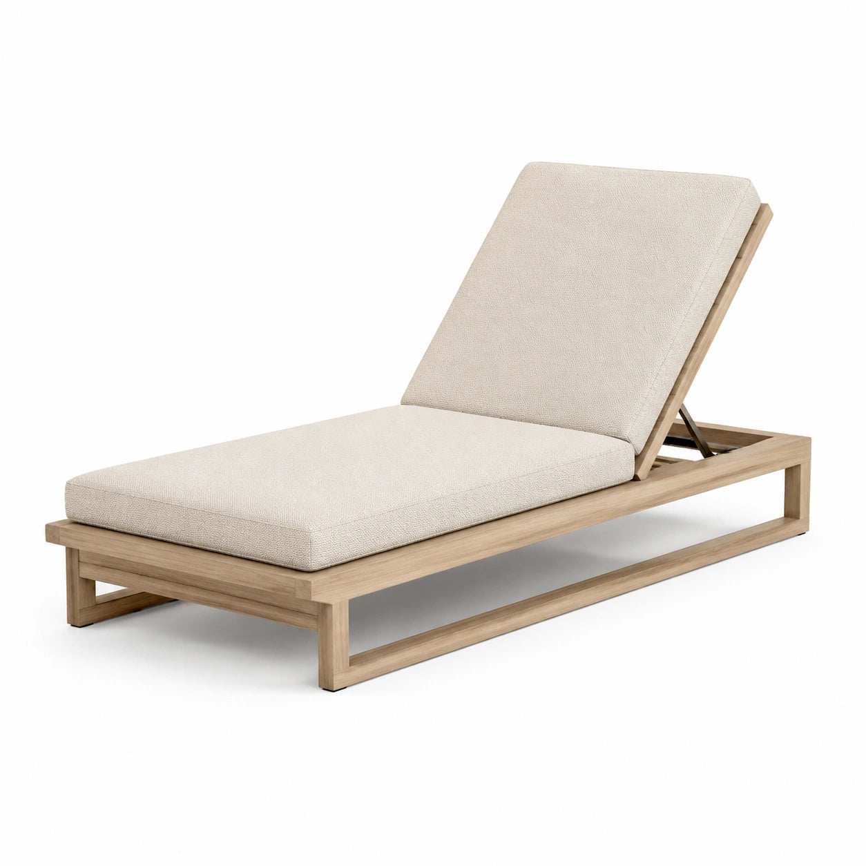 Teakholz Sonnenliege mit Polyesterbezug Beige
