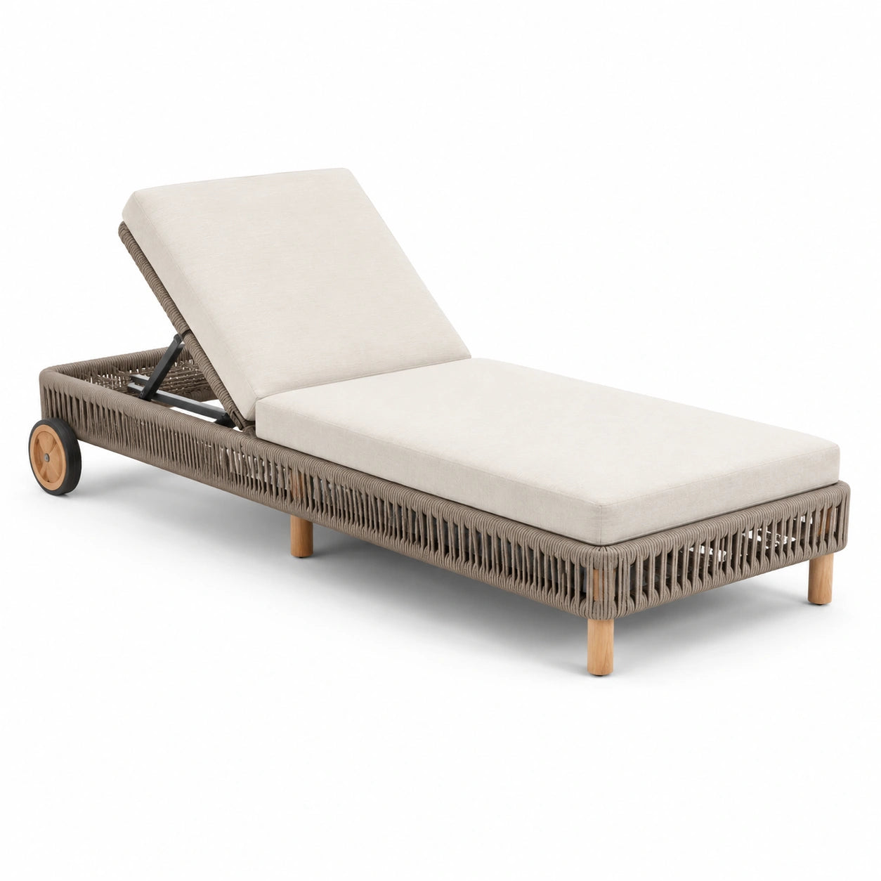 Verstellbare Sonnenliege aus Polyestergewebe mit Aluminiumrahmen Beige