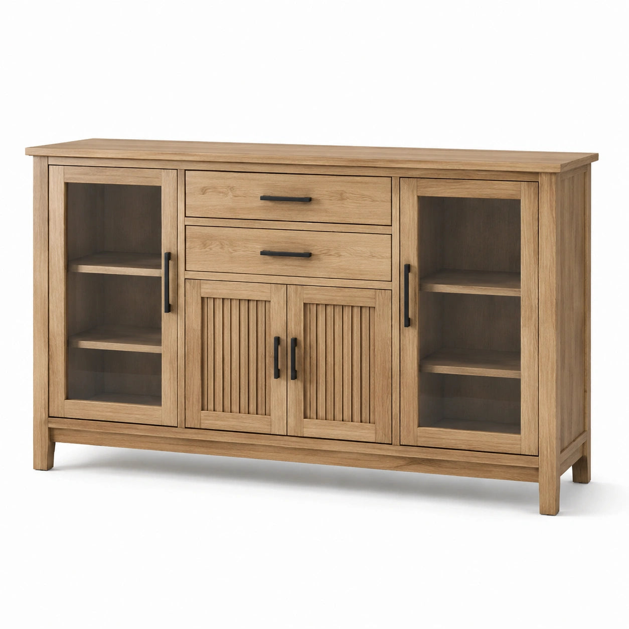 Sideboard aus Eichenholz mit Glastüren