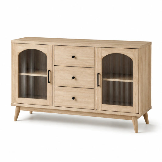 Sideboard aus Eichenholz mit Strukturglas 150x40x80cm