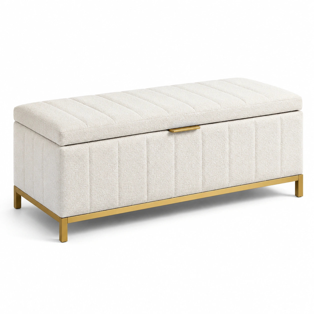 Sitzbank mit Stauraum Polyester Beige Metall