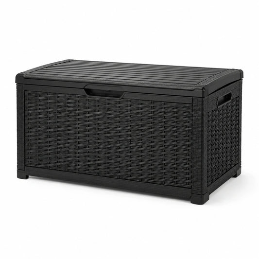 Aufbewahrungsbox Polypropylen Rattanoptik Schwarz