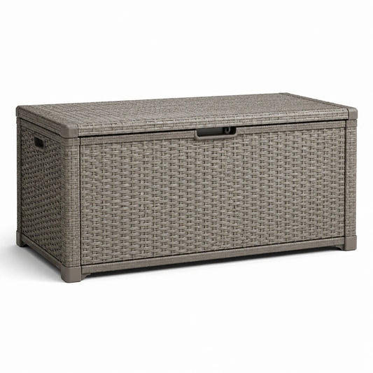 Polypropylen Gartenbox Rattanoptik 60x120x55cm Taupe