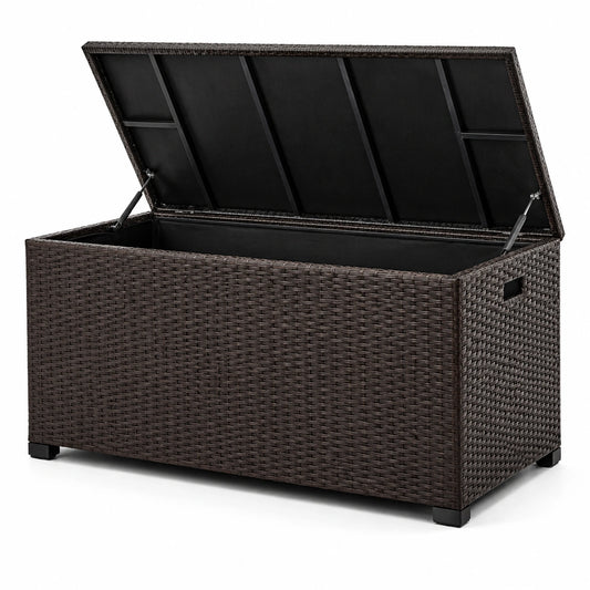 Aufbewahrungsbox Polyrattan 150x50x60 cm Aluminiumrahmen Braun