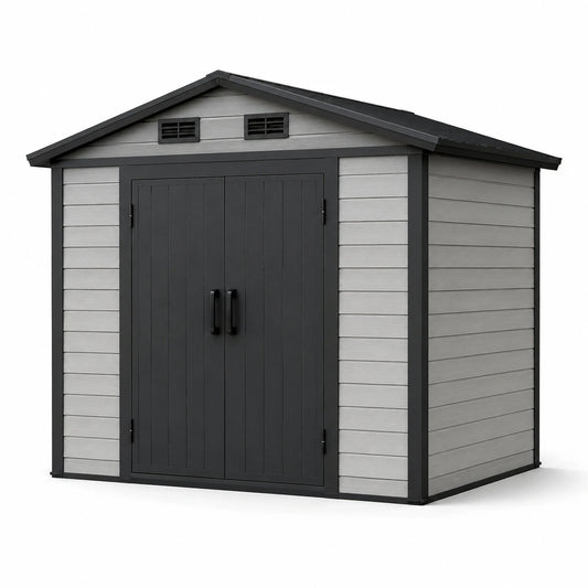 Kunststoff Gartenhaus mit Stahlrahmen 210x180x210 cm Grau/Anthrazit