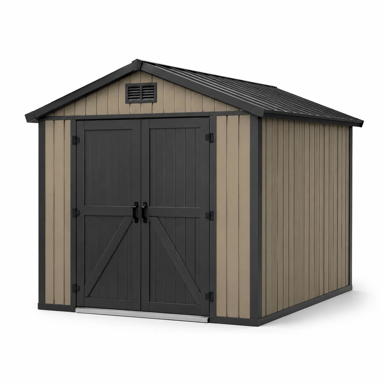 HDPE Gartenhaus 255x230x252 cm Beige/Anthrazit