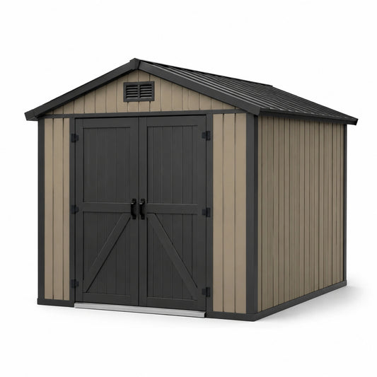 HDPE Gartenhaus 255x230x252 cm Beige/Anthrazit