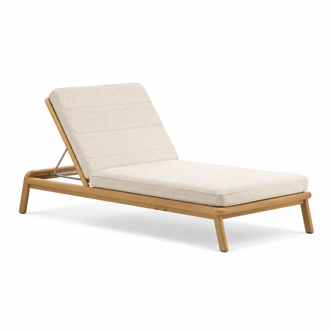 Liegestuhl aus Holz mit Polyesterpolsterung, Beige