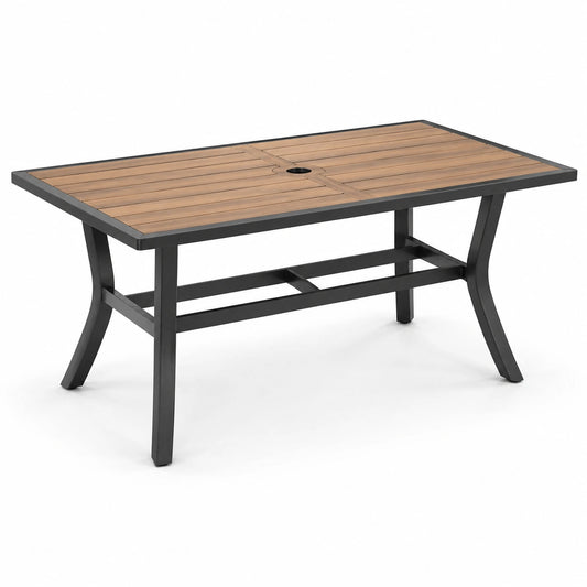 Gartentisch aus Polywood und Aluminium 150x90cm Braun/Schwarz
